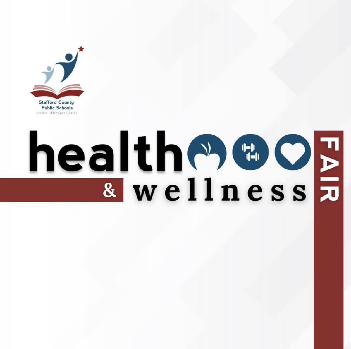 The Stafford Community Health and Wellness Fair is Today, Saturday, April 22nd, 2023 at Colonial Forge High School from 11:00 a.m. to 2:00 p.m. The Stafford community, school staff, students, and families are invited to attend this FREE event. #StaffordCommunity #StaffordSchools
