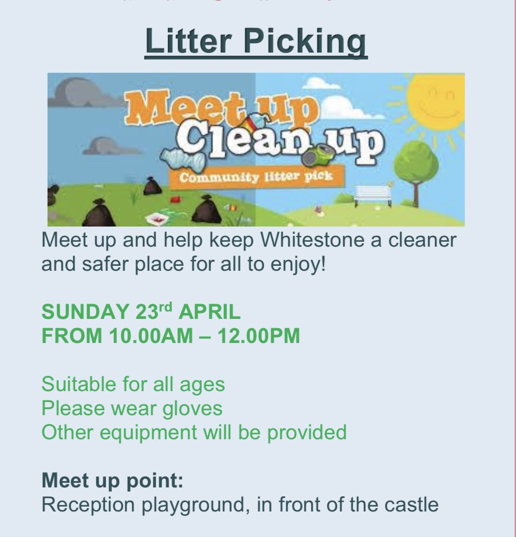 WhitestoneOf's tweet photo. Looking forward to our community litter pick tomorrow morning from 10am. https://t.co/azVPWsMc9J