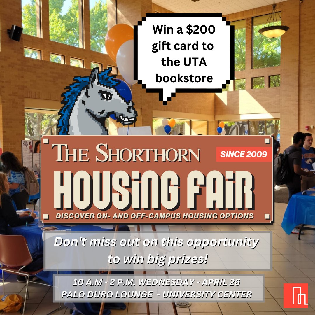 ShorthornPromos's tweet photo. Winning has never been so easy! Stop by the Palo Duro Lounge for your chance to win! ๐ ๐ด
#uta #utahousing #utashorthorn #dfwhousing #utaevents https://t.co/o15Ur1j0qz