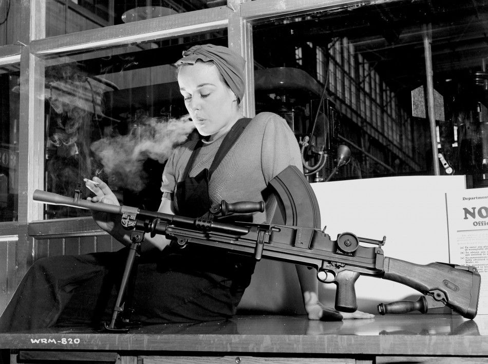 'Ronnie the Bren Gun Girl,' was a poster girl for Canadian women working on the home front. During the war women at the John Inglis appliance factory made over 40,000 Bren machine guns. #ww2