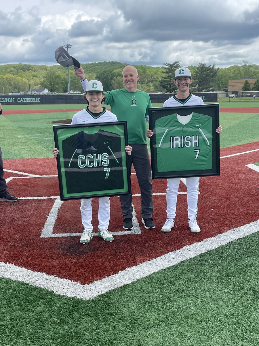 cchssports's tweet photo. Charleston Catholic Baseball has retired the #7 jersey number in honor of Coach Bill Mehle! ☘️ https://t.co/Ox1ywNsUPs