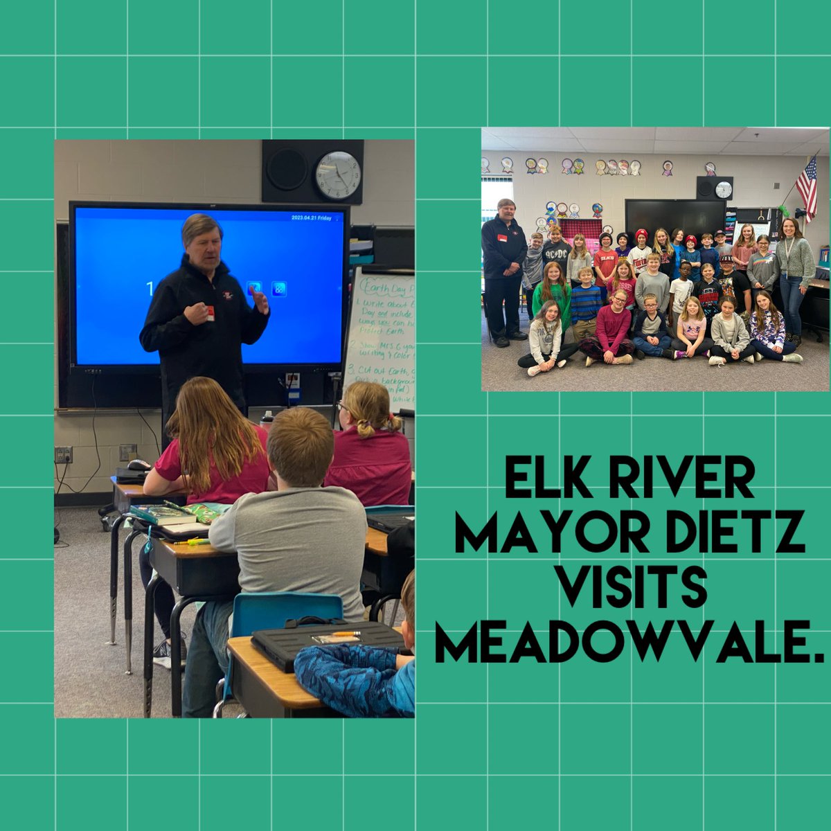 ⁦<a href="/elkriver_mn/">City of Elk River</a>⁩ Mayor Dietz - thanks for visiting our fourth graders!  We are grateful for your work and sharing your knowledge!  #learninginaction ⁦<a href="/ISD728/">ISD 728</a>⁩ ⁦@keri_sollitt⁩ ⁦@WCampbell728⁩ ⁦@bittmand⁩