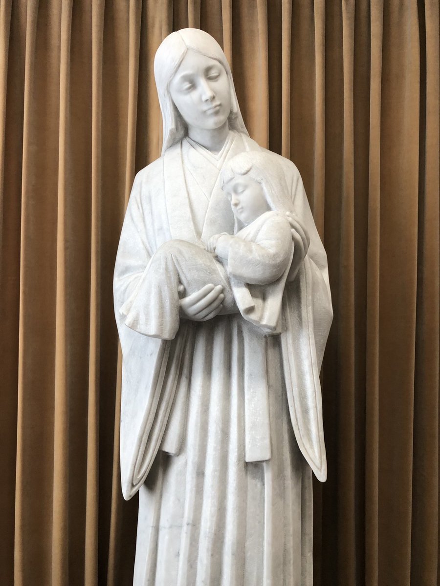 TheChurchInAsia's tweet photo. This Japanese sculpture of Mary and Jesus was created by Catholic artist Funakoshi Yasutake. It is located in a Jesuit Monastery in Kamishakujii, Tokyo. https://t.co/chnA6rnqXw