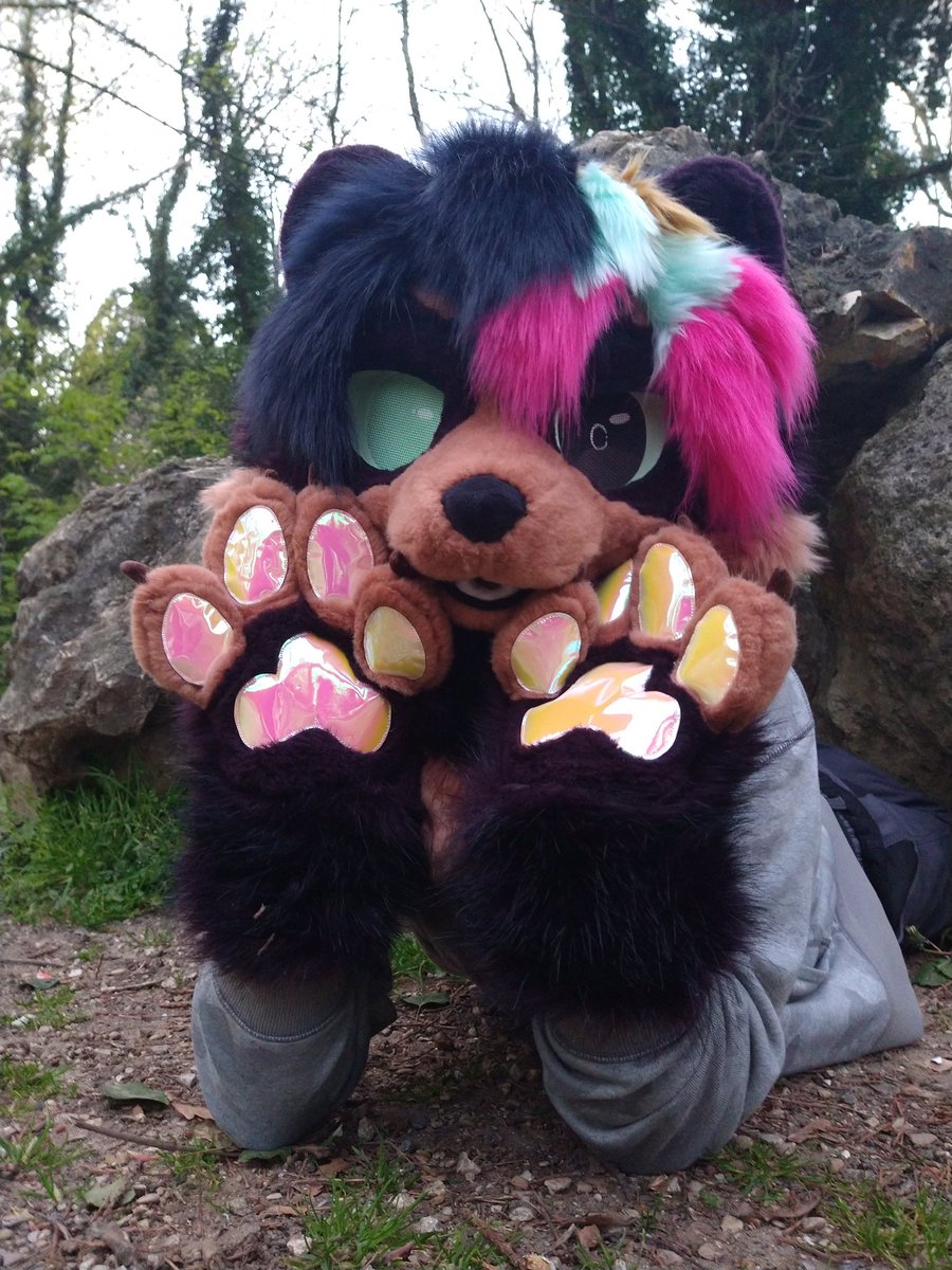 fur_vin's tweet photo. Am late for #FursuitFriday but the pic were taken friday so it counts #fursuit

This is my home now, under the big boulder the size of a small boulder.

✂️ @leohariart
📷 @GwennPetrichor https://t.co/vsT1kklNWS