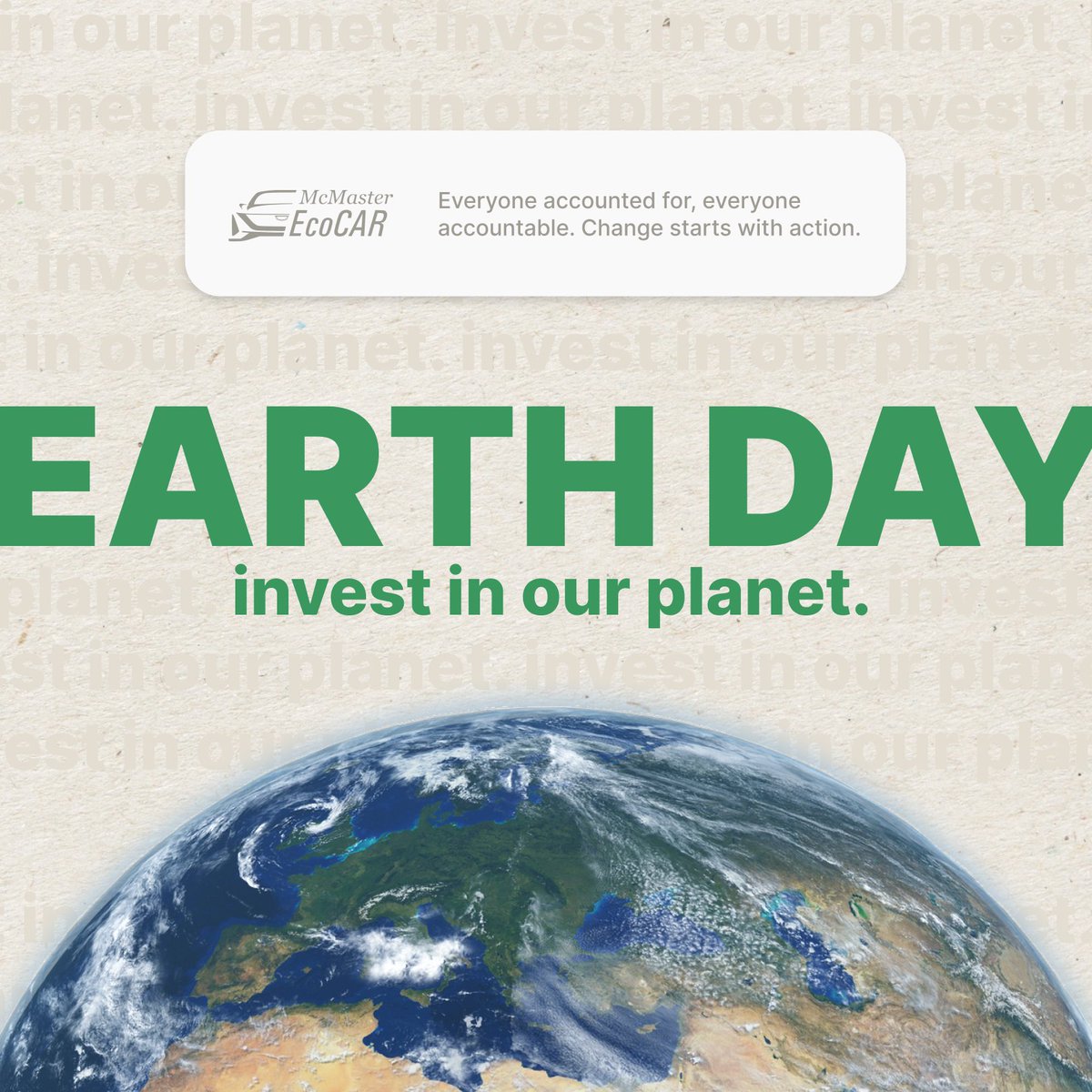Change starts with action; take time to reflect today on how we can all advocate for the health of our planet #EarthDay #EarthWeek #EcoCAR #McMaster