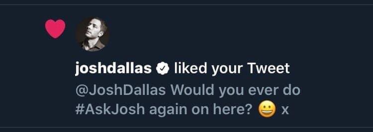 xToniBx's tweet image. I know Josh has done #AskJosh before but I asked about it in 2020 and it hasn’t happened yet 🥹 Hope one day Josh does a Q&amp;amp;A on here when he has time ♥️ It would be so much fun @JoshDallas ☺️