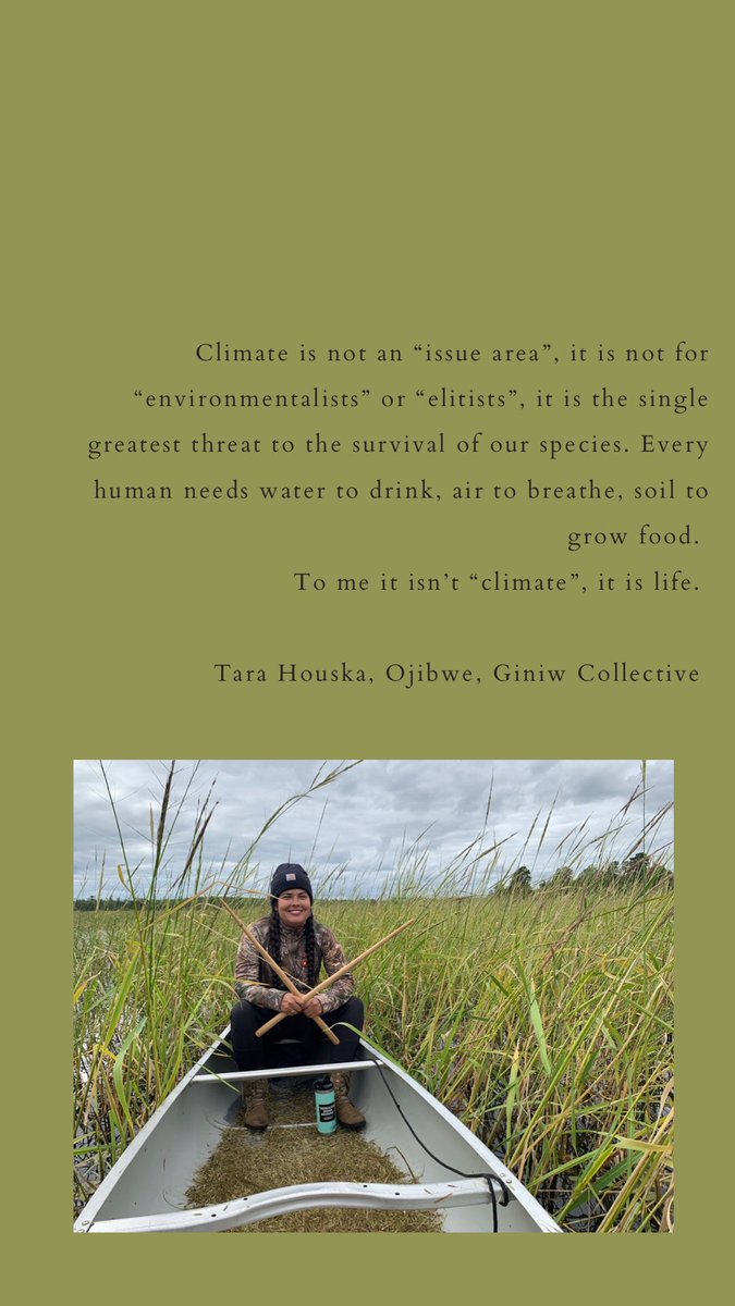GiniwCollective's tweet photo. “Climate is not an “issue area”…it is the single greatest threat to the survival of our species. Every human needs water to drink, air to breathe, soil to grow food. 
To me it isn’t “climate”, it is life.” @zhaabowekwe 

#EarthDay2023 https://t.co/Dzyc8eIA1L