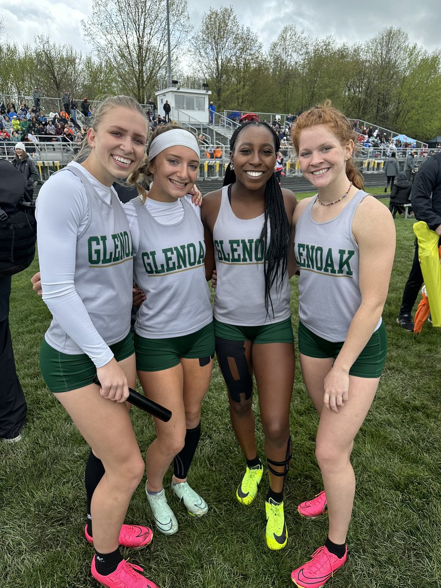 KaileyZagst's tweet photo. The GlenOak girls win the 4x200m relay in a time of 1:45.50! @OHMileSplit #StarkCountyChampionships https://t.co/7p0j81JN5o