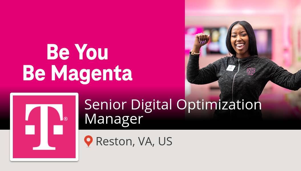 WeimerDan's tweet photo. Apply now to work for T-Mobile Careers as Senior Digital Optimization Manager! (#Reston) #job https://t.co/UPU3RvCzrz #BeMagenta https://t.co/lA2S8ETieZ