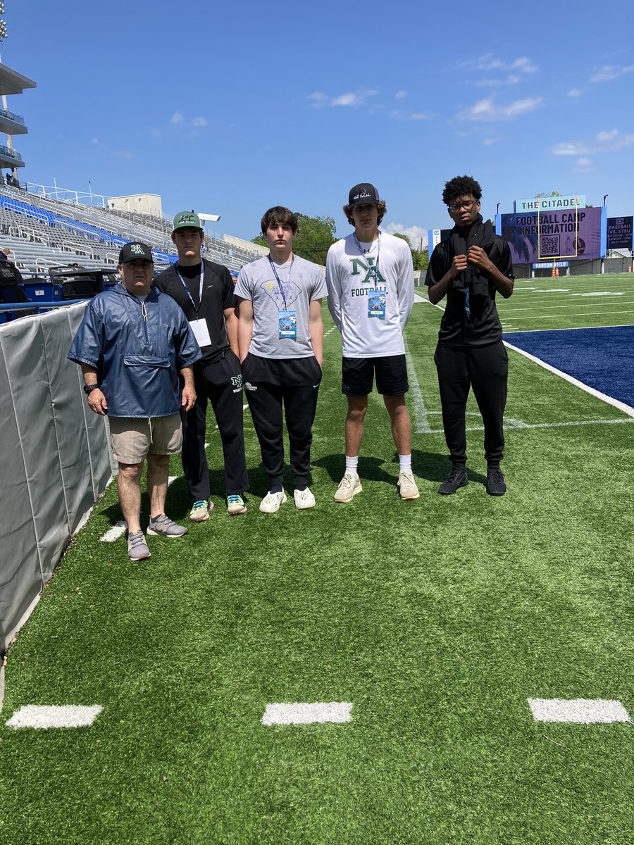 CoachFBWaters's tweet photo. Great day today for @NAChargersFB at The Citadel Junior Day and Spring game! Thank you @coachdannylewis for the invite.
#ChargersFootball https://t.co/7gyJlN8lB3