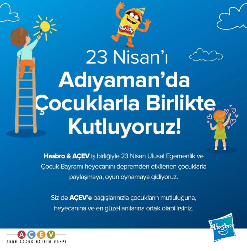 23 Nisan’da Adıyaman’dayız. 🇹🇷🎈 

Hasbro ve AÇEV işbirliği ile Adıyaman’da düzenlenecek 23 Nisan Ulusal Egemenlik ve Çocuk Bayramı kutlamalarına oyun ve etkinlik danışmanlığı yapmaktan mutluluk duyuyorum.
<a href="/Hasbro/">Hasbro</a> <a href="/ACEVKurumsal/">AÇEV</a>  

#23nisanulusalegemenlikveçocukbayramı #Adiyaman