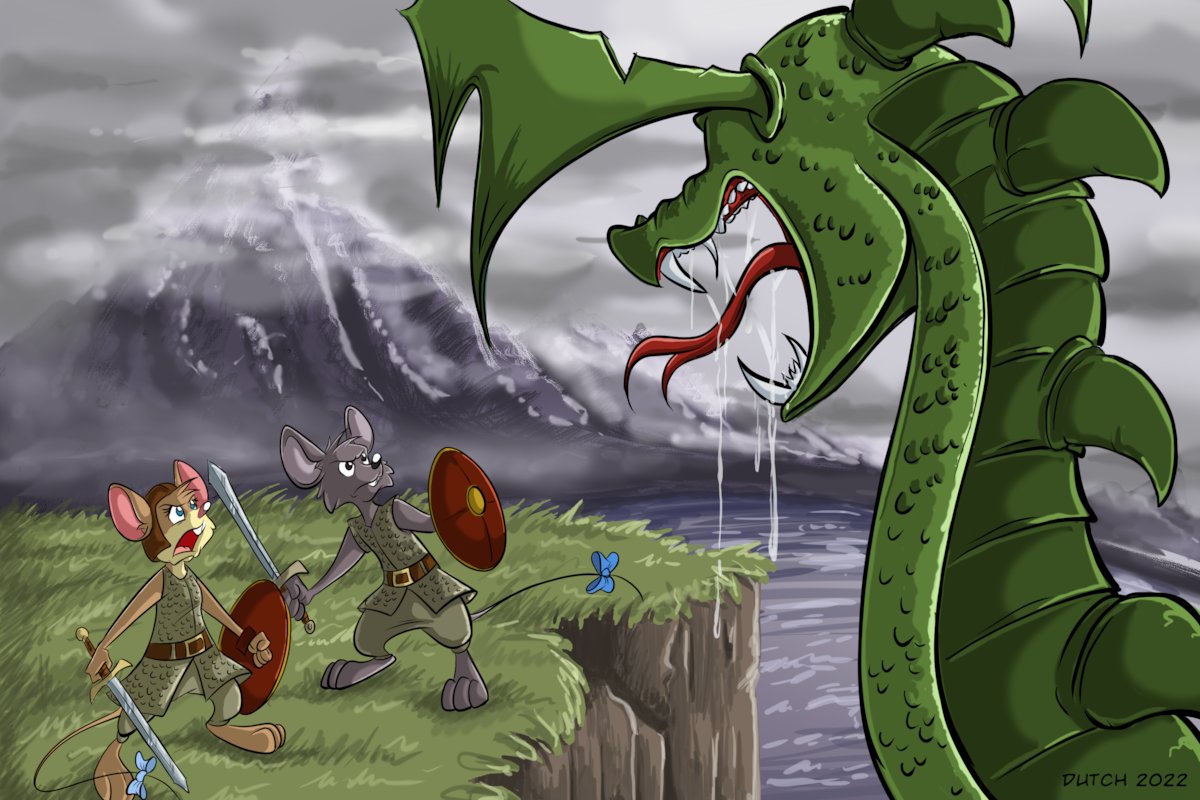NordicFuzzCon's tweet photo. Mausie and Iris summon you to battle. The NordicFuzzCon venue is threatened, Miðgarðsormr is risen and Fenrir is lose. Ragnarök is upon us.

Join the fight at #NFC2024.

February 21st-25th, Malmö, Sweden. 

Art by https://t.co/7U3pbhArc5 https://t.co/ejAhXlS3Jb