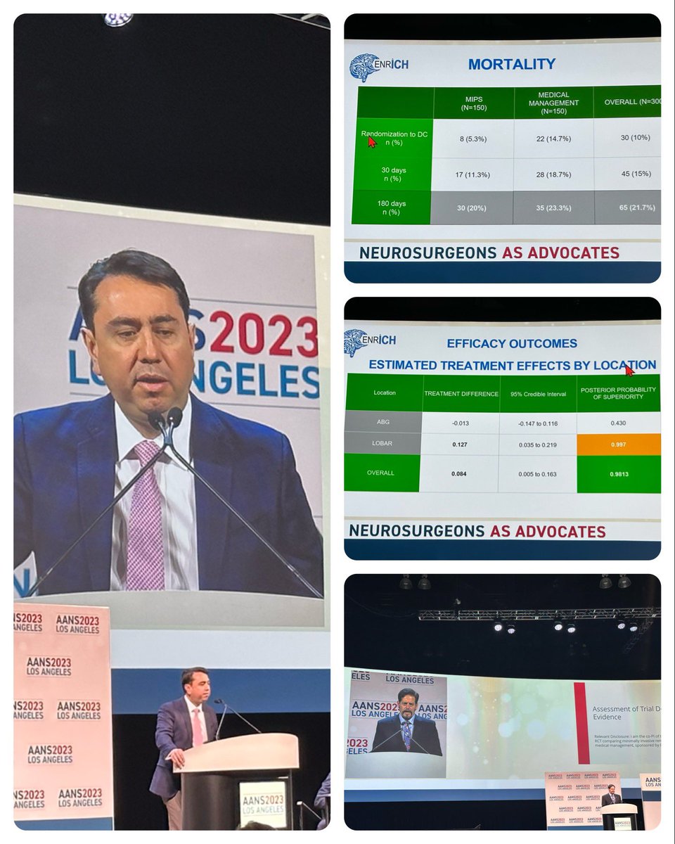 StavTjoumakaris's tweet photo. Groundbreakingn results presented @AANSNeuro by @gpradil2 on the promising results of the ENRICH trial for #MIS ICH removal. Insightful commentary and take-away points by @AdamArthurMD, with definitive results coming out @NEJM! https://t.co/ViK0uQXtA2