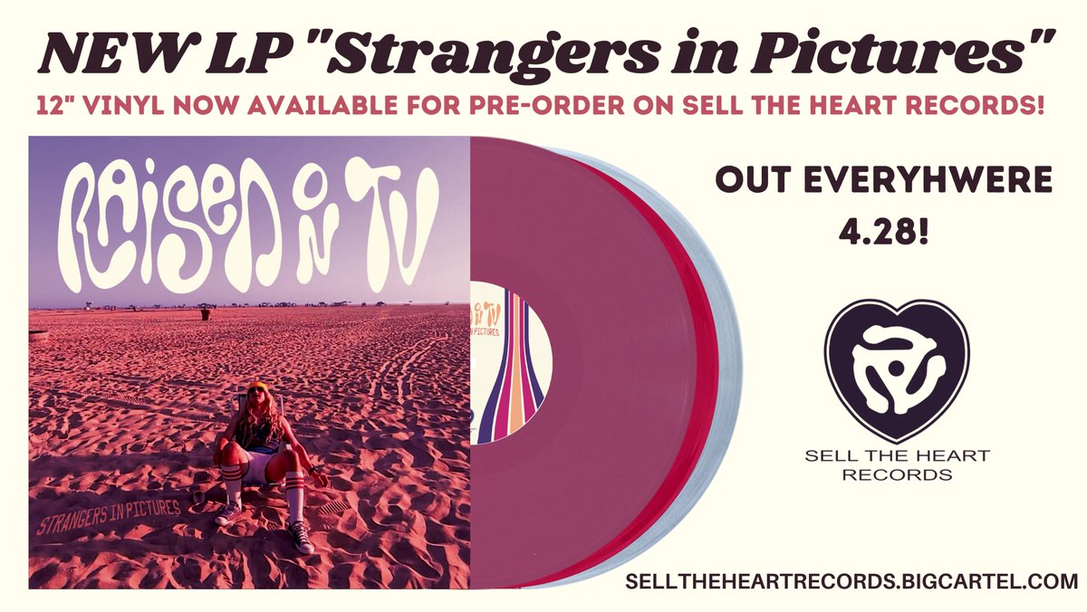 raisedontv's tweet photo. You can now pre-order our new album "Strangers in Pictures" on vinyl from @selltheheart Records! It will be out streaming everywhere on 4/28! #vinyl #newalbum #raisedontv @part_time_pr 
https://t.co/Idz4yrEzmD https://t.co/tNM7VIQ4Pa