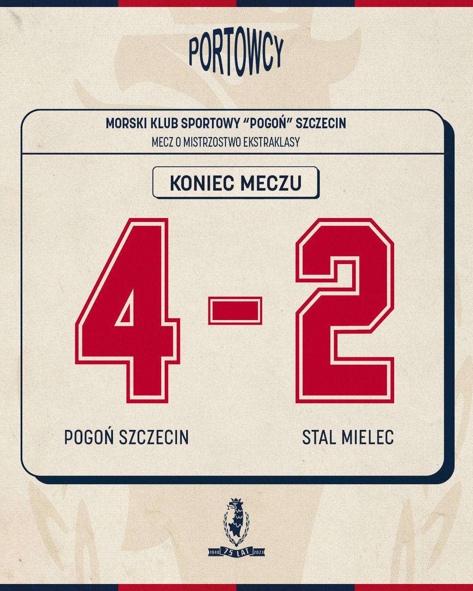 PogonSzczecin's tweet photo. TRZY PUNKTY NA 75. URODZINY! 🥳 #POGSTM https://t.co/p9kLd9hvjm