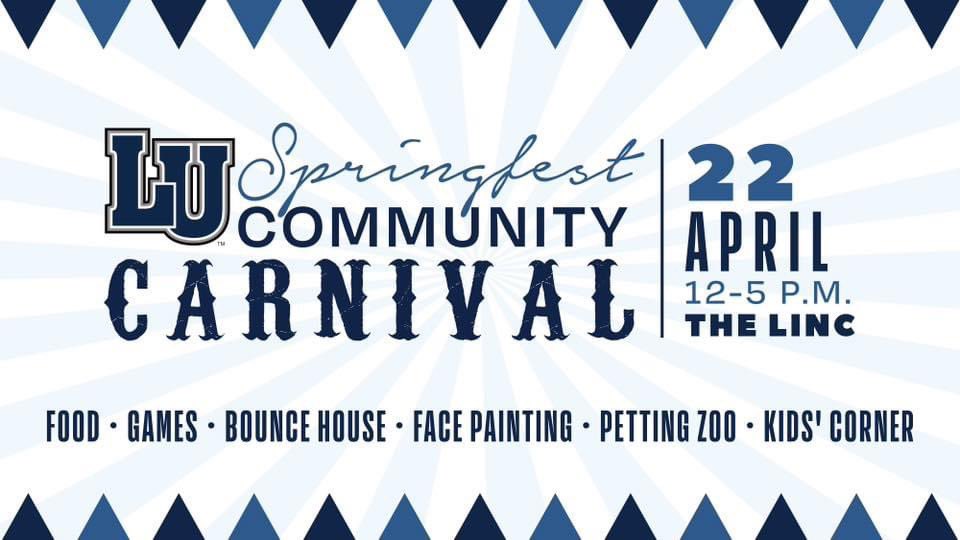 LUBlueTigers's tweet photo. ๐๐ช๐๐ณ Join us for the LU Community Carnival TODAY, Saturday, April 22, from 12-5 p.m. at The Linc! Admission is $5 for ages 4-12, $10 for 13+, and free for kids under 3. #Springfest2023 #LU https://t.co/BYE4QjDKU6
