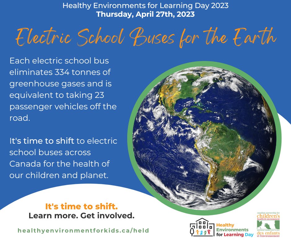 Electric school buses for the earth! It's time to shift to electric school buses across Canada for the health of our children and planet.

healthyenvironmentforkids.ca/held/2023-camp…

<a href="/PollutionProbe/">Pollution Probe</a> <a href="/CPCHE_info/">CPCHE</a> <a href="/GreenTeacherMag/">Green Teacher</a> <a href="/equiterre/">Équiterre</a> <a href="/GreenTeacherMag/">Green Teacher</a>