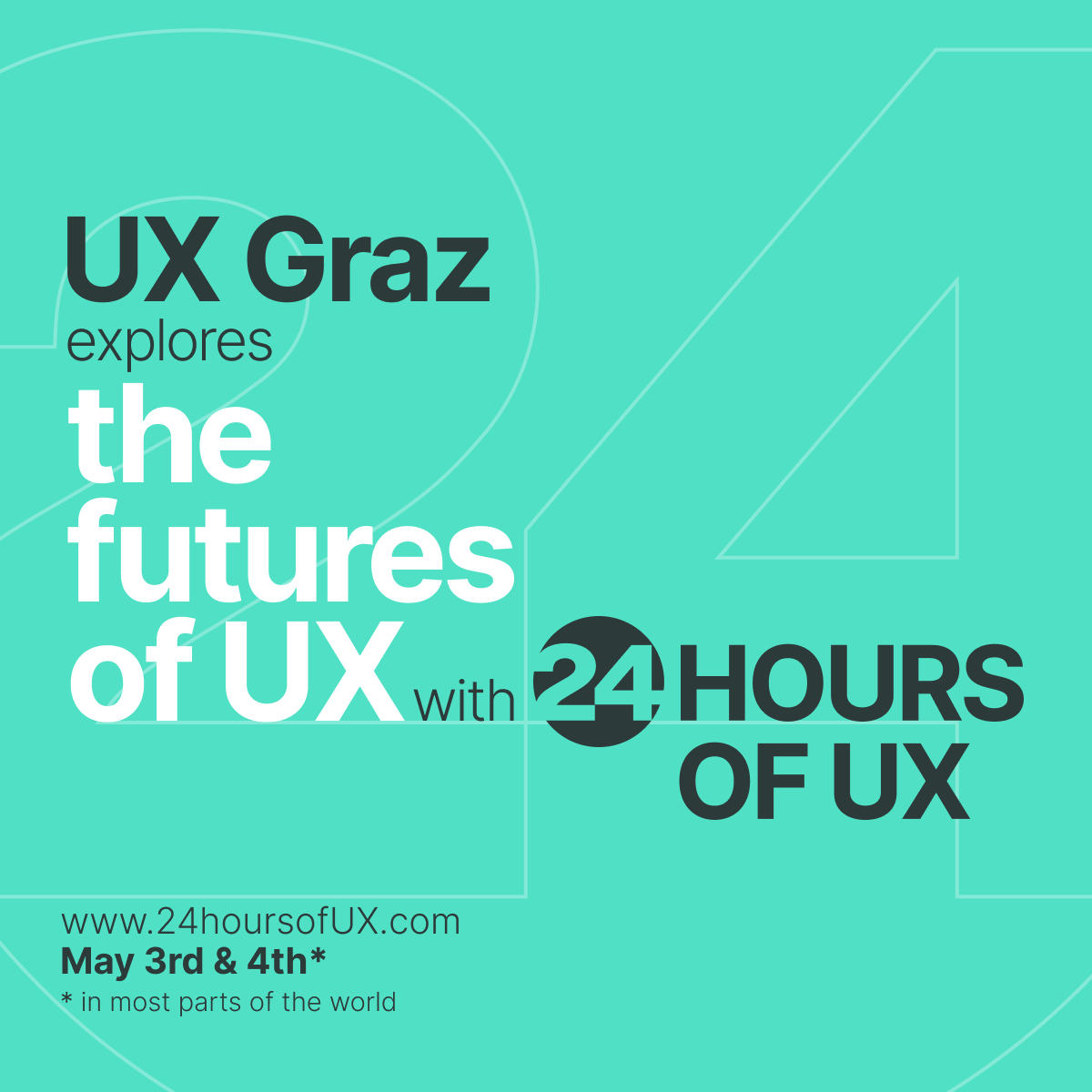 uxgraz's tweet photo. There Is No 'Undo' Button in Real Life!
Only 1 day left until the 24 Hours of UX!
Don't have a ticket yet? It's only $24!
https://t.co/t9LER52wNv
#UXGraz #24HoursOfUX #24HoUX #Glocal #NonStop #Community #Conference #FutureOfUX https://t.co/0Jxj8R8pos