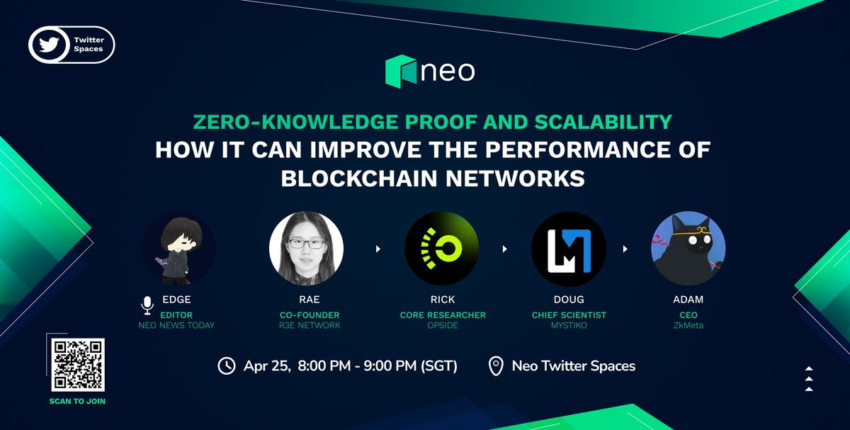 Neo_Blockchain's tweet photo. 🎧 Zero-Knowledge Proof (ZK) has emerged as a game-changer in the world of blockchain and cryptography, offering a promising solution to the trilemma problem in blockchain.
Join our panel discussion to hear more
⏰ Apr 25, 8:00-9:00 pm, SGT
🔗 https://t.co/KA0AORWQb3 https://t.co/C7Y3Ps7Bm8