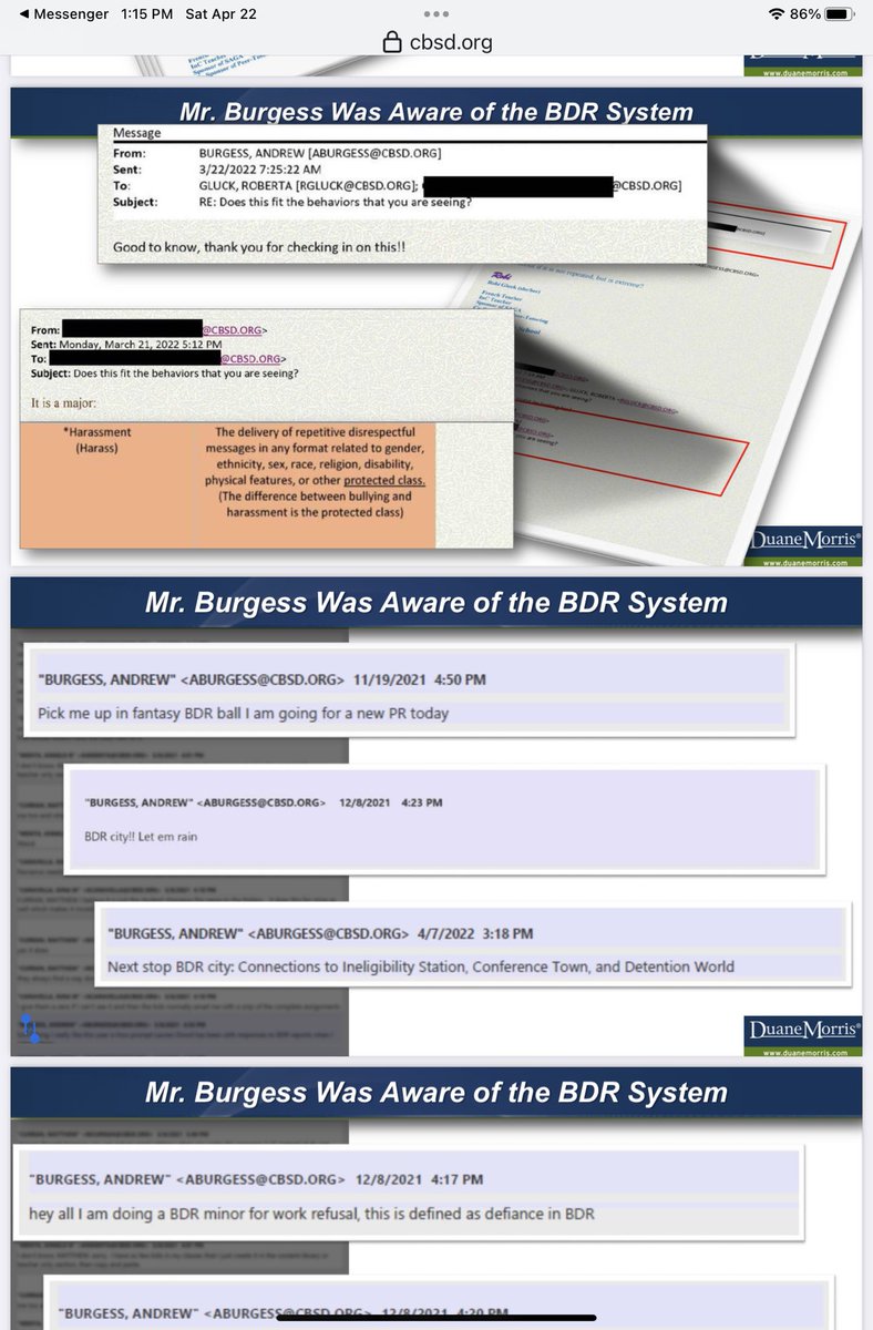SleepyCornPop's tweet photo. @rjharing Plans to “remind” teachers about reporting? The only teacher that didn’t report was the one you defend.That’s Andrew Burgess. You may not like it but the investigation has the receipts.His own emails. He knew how to report and was calculating in not doing so. #savecbsd #sickrick https://t.co/9UbGphSfVC