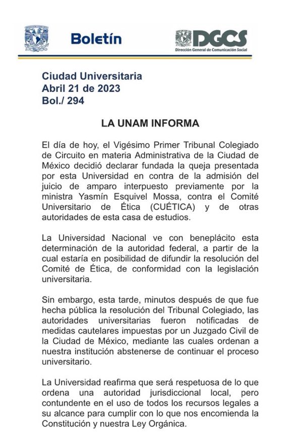 Preguntas serias:
Si Yasmin Esquivel realmente no plagió su tesis... ¿por qué usa tantas artimañas legales para bloquear a la @UNAM?
¿Será porque SI la plagió y no quiere que se compruebe
porque perdería inmediatamente una chamba de millones de pesos/año?

#MinistraBachiller