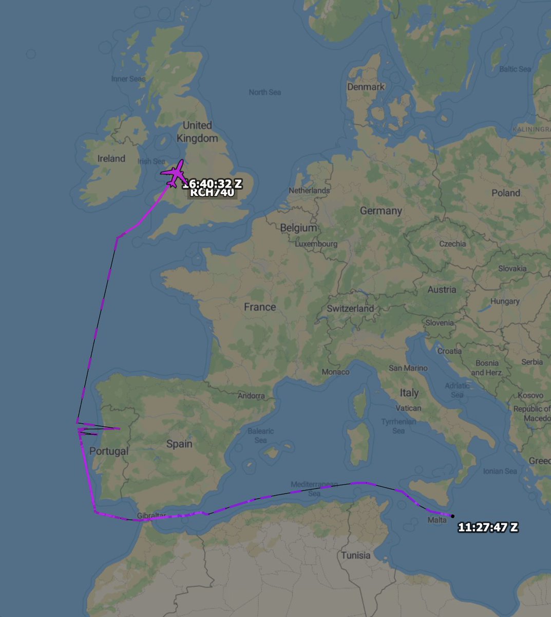 KOMASpotter's tweet photo. LEFTY96 "RCH740" USAF KC-10A Extender #AE021C 84-0189
Put out this ACARS message "BIG SEXY CAN MAKE IT"
Also btw this KC-10 flew over the ocean to avoid conflicts and neutral countries .
Thanks for pointing out the ACARS message @TheIntelFrog . https://t.co/g46B5DWwJA