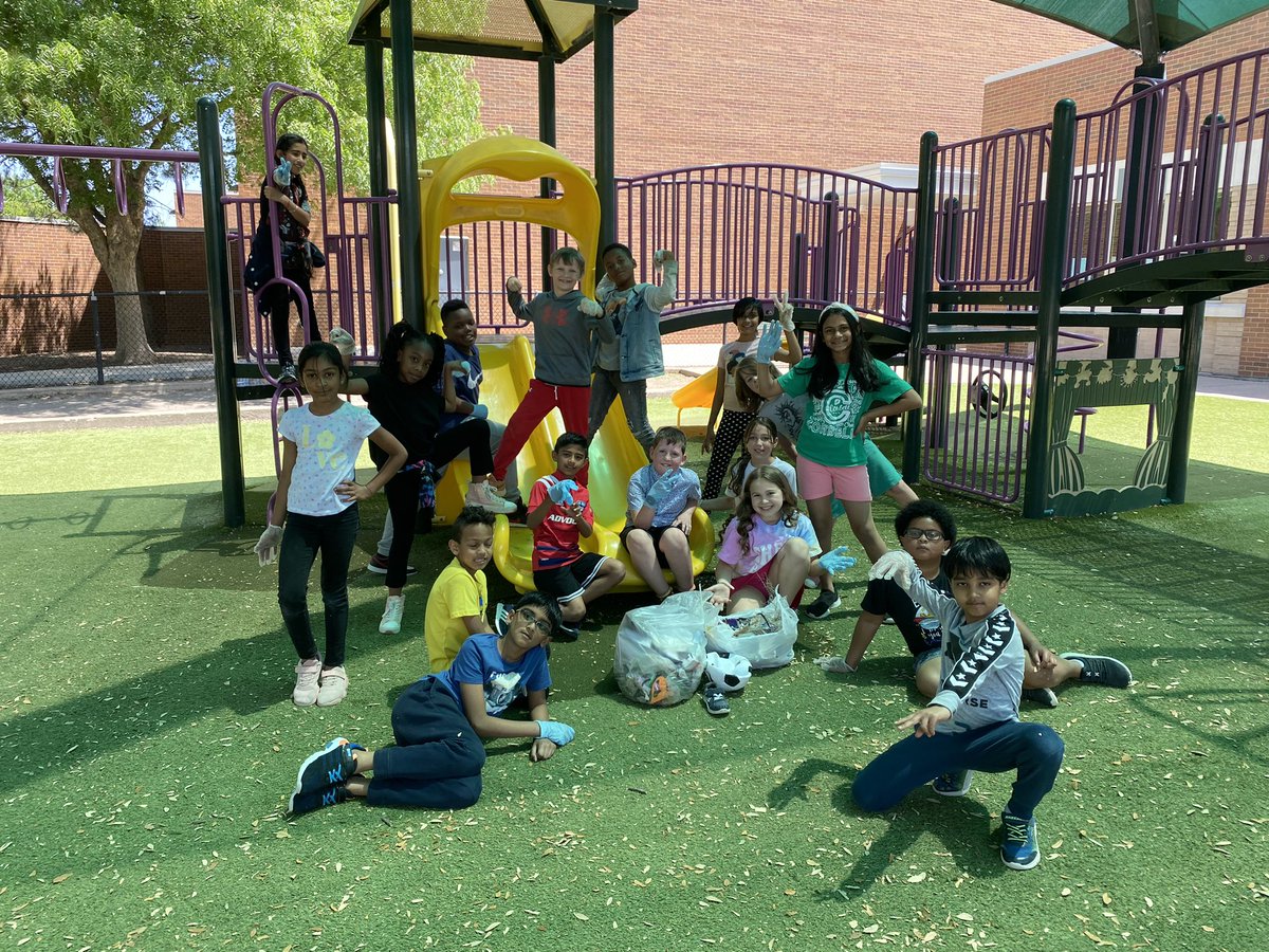 Good Citizens picking up trash around the school for Earth 🌍 Day!! <a href="/CorbellElem/">Corbell Elementary</a>  #EarthDay2023 #FISDMadetoShine