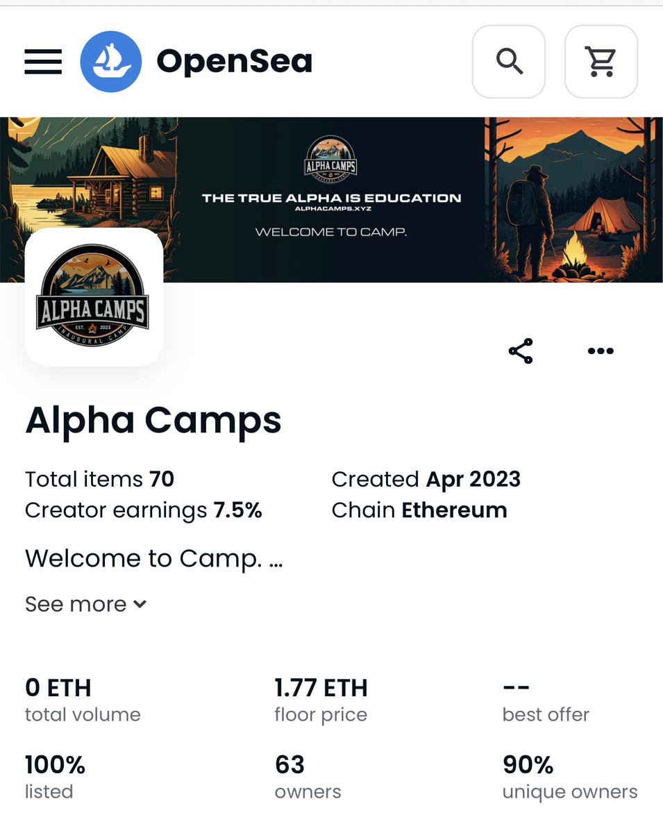 We are 30 away from selling out! WL ends tomorrow at 12pm PST.

1 listing! This isn’t a project where you worry about floor price or volume. It’s a token to NFT Trading and Education. 

Jump in discord (link in bio) so you’re the first to know if/when this goes to a public mint!