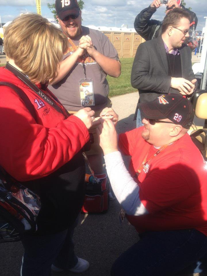 ksteacher14's tweet photo. 11 years ago today @bobpockrass  was an unwitting participant in @Aort12 wedding proposal @kansasspeedway 11 years has flown by!! https://t.co/YT6ubGoP7r