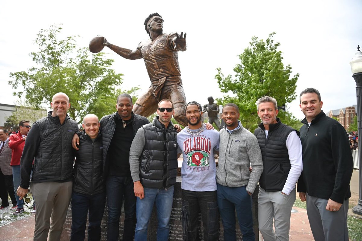 At the Kyler Oklahoma statue ceremony,from left:
Monti Ossenfort
Drew Petzing
Israel Woolfork
Jonathan Gannon
K1
Connor Senger
⁦<a href="/CardsMarkD/">Mark Dalton</a>⁩ 
⁦<a href="/ChrisRMelvin/">Chris Melvin</a>⁩ 

-⁦<a href="/Cardschatter/">Darren Urban</a>⁩ (📸 by ⁦<a href="/caitlynepes/">caitlyn kerl</a>⁩)