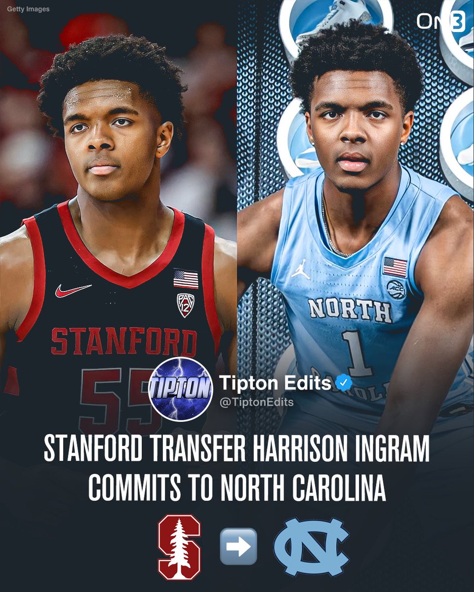 JoeTipton's tweet photo. NEWS: Stanford transfer Harrison Ingram has committed to North Carolina, he tells @on3. 

Former McDonald’s All-American. Averaged 10.5 PPG, 5.8 RPG, &amp; 3.7 APG this season. 

Story: https://t.co/048qpTxD6A https://t.co/gPrxAAt2sJ
