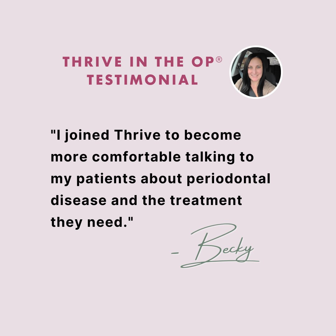 At Thrive in the OP®, you will find top-notch mentorship, online resources, and programs to help you succeed.

If you want learn, grow and thrive – join today! 

l8r.it/ObjW

#thriveintheop #amberaugerrdh #levelup #careersuccess #rdh #dds #dentalcommunity