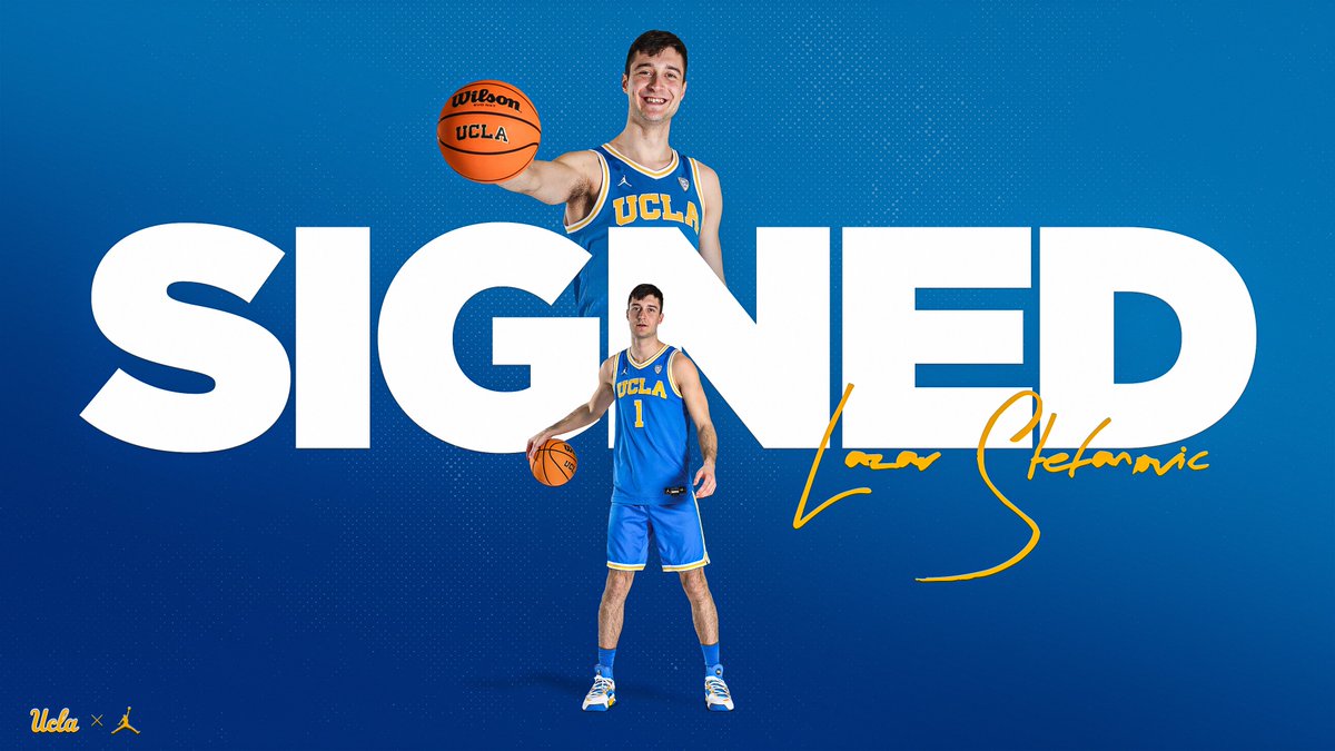 𝐈𝐭’𝐬 𝐎𝐅𝐅𝐈𝐂𝐈𝐀𝐋. 🏀 ✍️

UCLA has signed Lazar Stefanovic, a 6-foot-7 guard from Belgrade (Serbia) who will be a junior with the Bruins next season.

Stefanovic spent his first two collegiate seasons at the University of Utah.

ℹ️🗒️: ucla.in/3KZlN7E