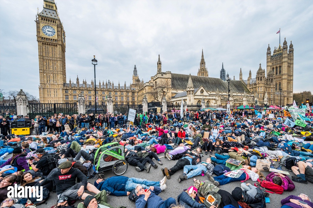 Extinction Rebellion continues it's Big One, Unite to Survive action with a mass die in outside Parliament representing all the species lost and to be lost.

Image ID: 2PP6BEH // Guy Bell // Alamy Live News

Explore more here: bit.ly/3po8fJM

#ExtinctionRebellion
