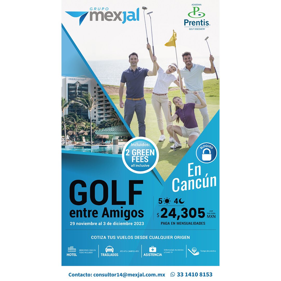 PrentisGolf's tweet photo. 🏌🏼⛳🏌🏼‍♂️ En alianza con la empresa MexJal, Prentis siempre apoyando en la enseñanza y práctica del deporte del Golf. 

"Viaja a los mejores lugares y juega Golf"🏌🏼⛳

Contacto: consultor14@mexjal.com.mx
Whatsapp: 33-1410-8153 https://t.co/hvIrljHdhf