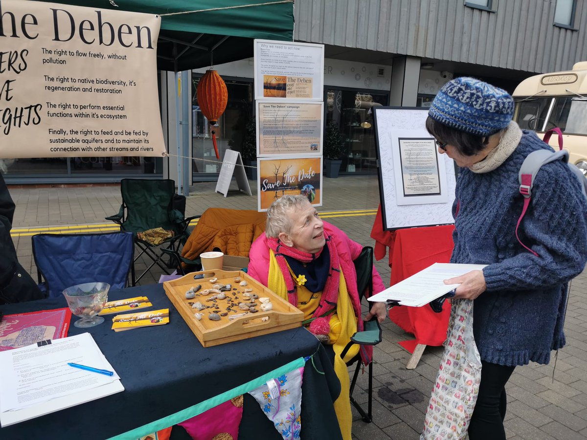 Great interest in our official resubmission of  <a href="/SaveDeben/">SaveTheDeben</a>'s 2nd #Woodbridge Designated Bathing Status application,  opened at our #EarthDay stall today. 
I brought a tray of fossils &amp; ancient artefacts I've found on #Deben riverbanks over the years. 
It been a home for millennia