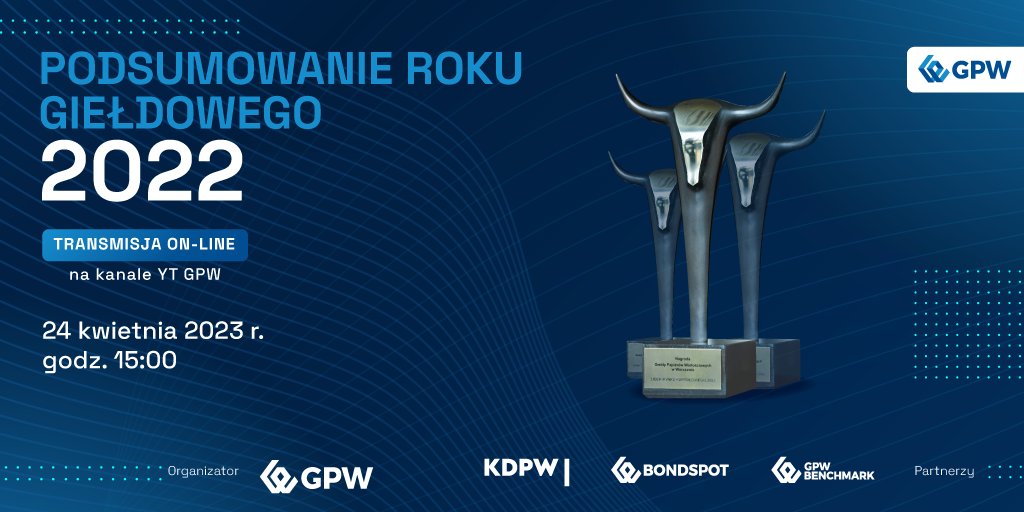 GPW_WSExchange's tweet photo. Uroczysta gala wręczenia nagród dla najaktywniejszych i charakteryzujących się szczególnymi osiągnięciami uczestników rynku kapitałowego już jutro! ✨ 

#GPW wraz z @KDPW_, #BondSpot i #GPWBenchmark zaprasza do oglądania transmisji na żywo 🎥 https://t.co/IW8PcH3SdE https://t.co/0wL2Is65uB