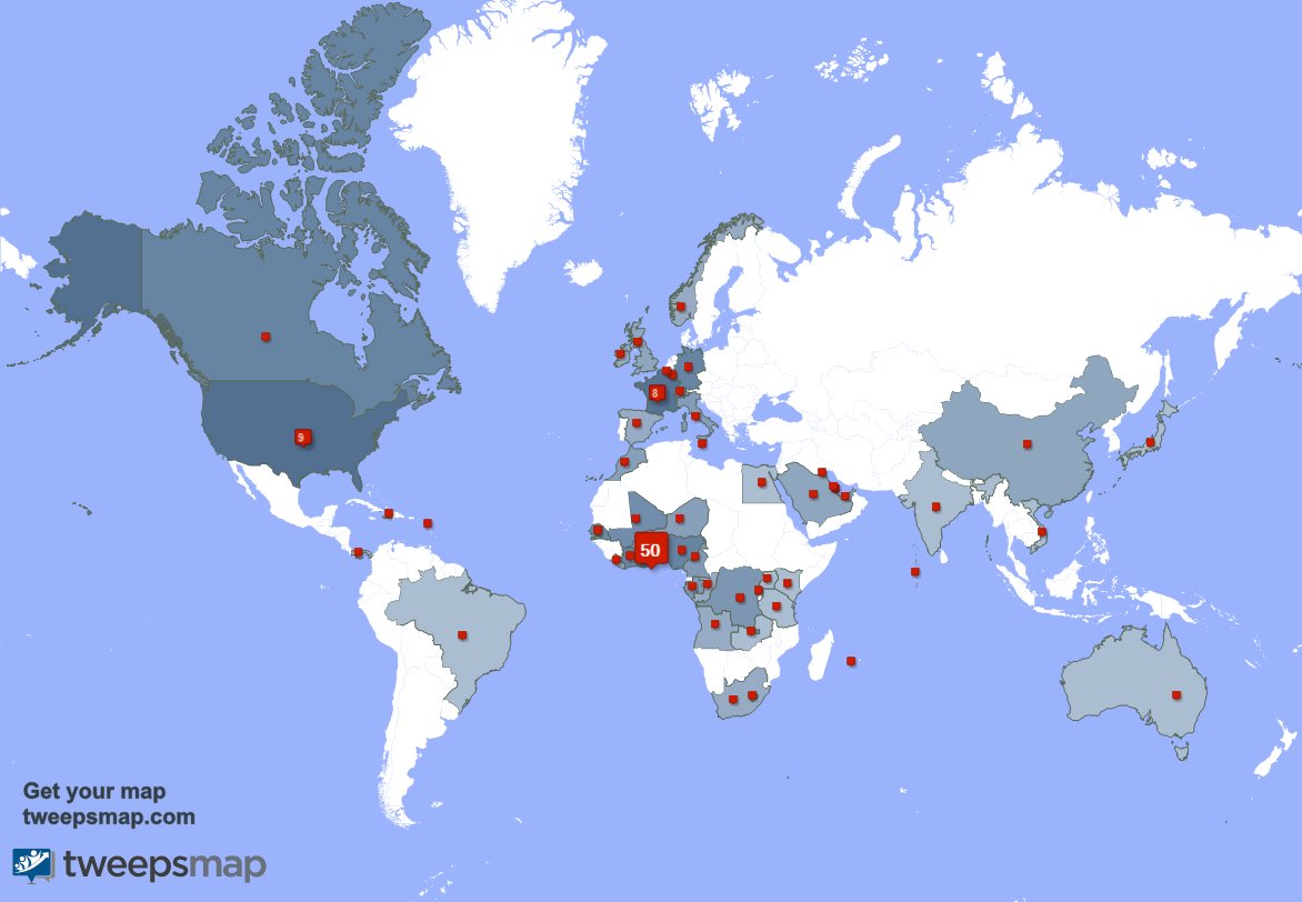 I have 3 new followers from Togo 🇹🇬 last week. See tweepsmap.com/!togoenmarche