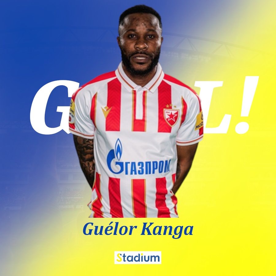 Stadium_ga's tweet photo. 🔴#StadiumAlert| Serbie🇷🇸: BUUUT DE GUÉLOR KANGA🇬🇦 ! D'une frappe splendide à l'entrée de la surface, le Gabonais a marqué le 3e but de l'Étoile Rouge de Belgrade qui mène désormais (4-1) face au Backa Topola. 🔥🔥🔥 #Gabon #GuélorKanga https://t.co/AsUaaWQvqI