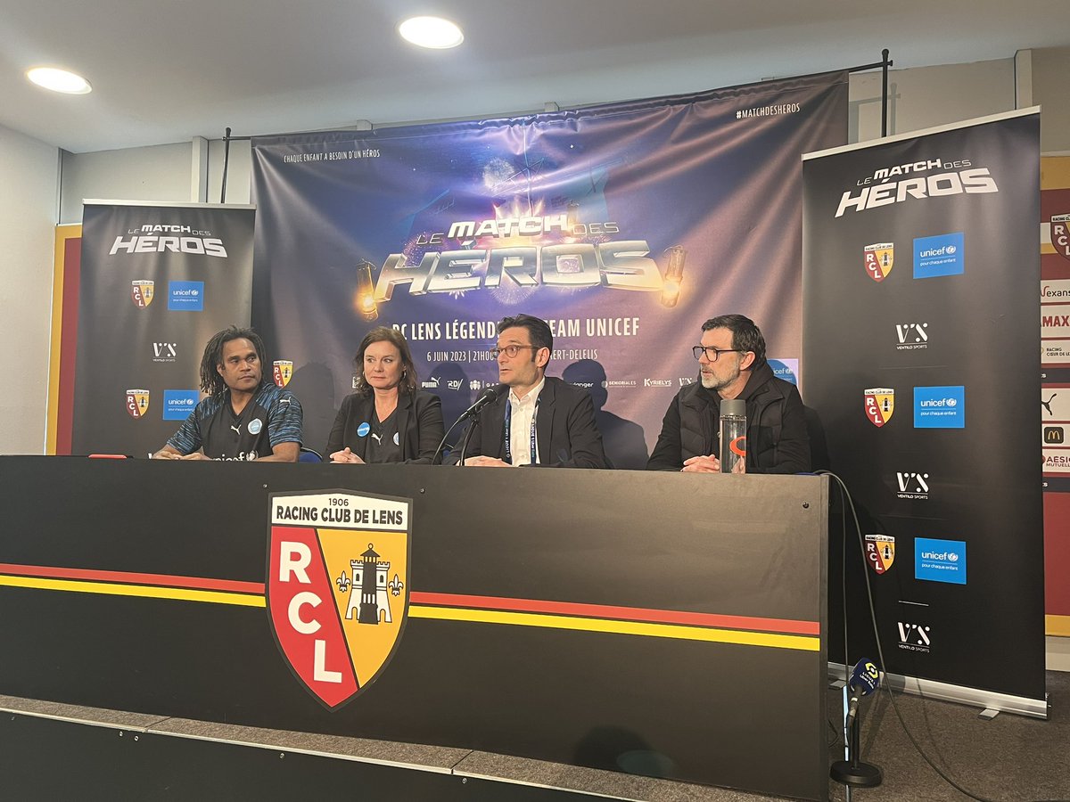 ⚽ Aujourd'hui au Stade Bollaert-Delelis, <a href="/UNICEF_france/">UNICEF France</a> et <a href="/RCLens/">Racing Club de Lens</a> lancent la 3ème édition du #MatchDesHéros du 6 juin pour soutenir les programmes d’urgence de l’UNICEF et la fondation du Racing Cœur de Lens.
 
Conférence de presse à suivre avant le coup d'envoi #RCLASM 👇