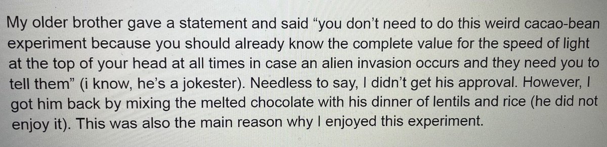 YABOYDMASON's tweet photo. From a student lab report from a lab where you determine the speed of light using a microwave oven and a chocolate bar. https://t.co/Eb88rvheR4