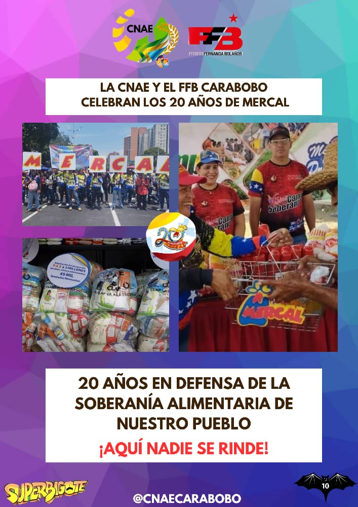 CnaeRafael's tweet photo. #22Abr| La CNAE y el FFB Felicita a la gran familia de @MercalOficial por sus 20° aniversario llevando con amor ❤ la soberanía alimentaria a todo el pueblo 

@LealTelleria @MinAlimenVen @_LaAvanzadora @norelys_bolivar 

#FiestaDeportivaDelAlba https://t.co/CoYBAk5PeH
