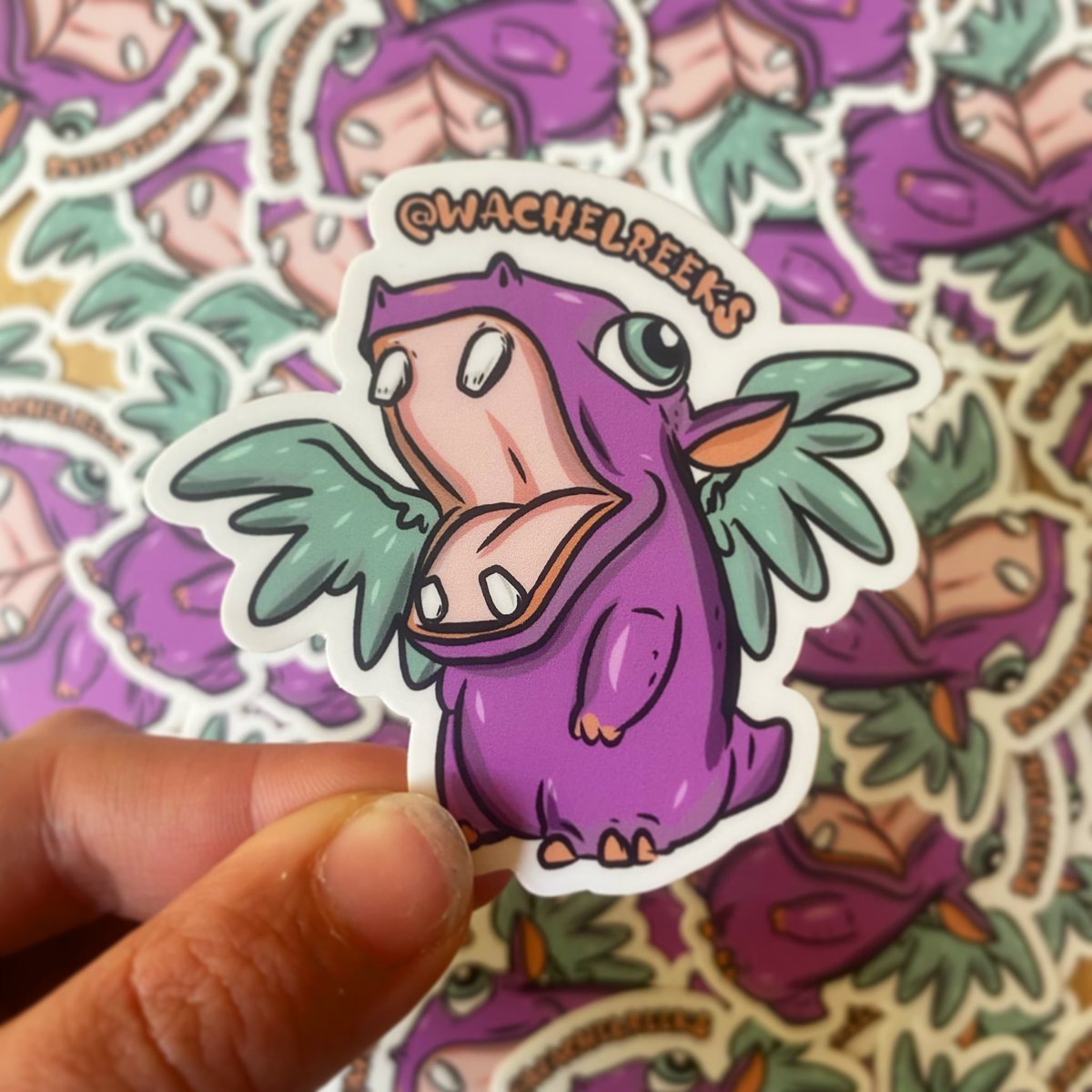 New sticker just dropped! Art from the hilarious <a href="/KickeyBean/">Kira MagCalen</a> who captured Phelddagrif energy perfectly.