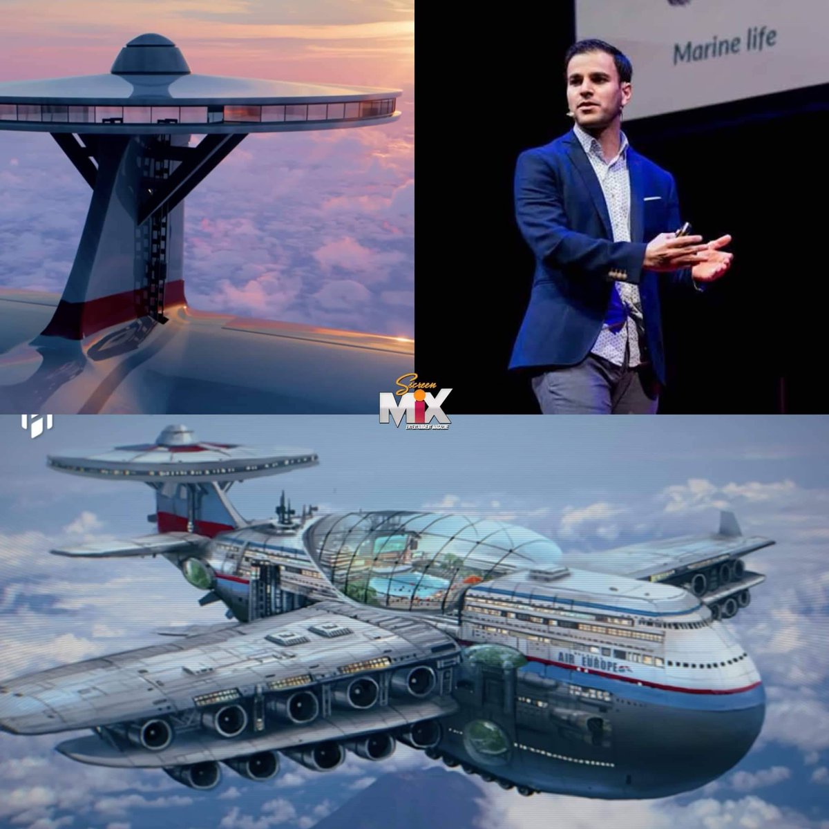 ScreenMix's tweet photo. اليمني هشام الغيلي يبتكر نموذج تخيلي مفصلاً  لـ فندق طائر عملاق يعمل بالطاقة النووية ويمكنه حمل 5000 راكب،  يمكنه أيضاً البقاء في الهواء لسنوات https://t.co/5v8DbIAqKk