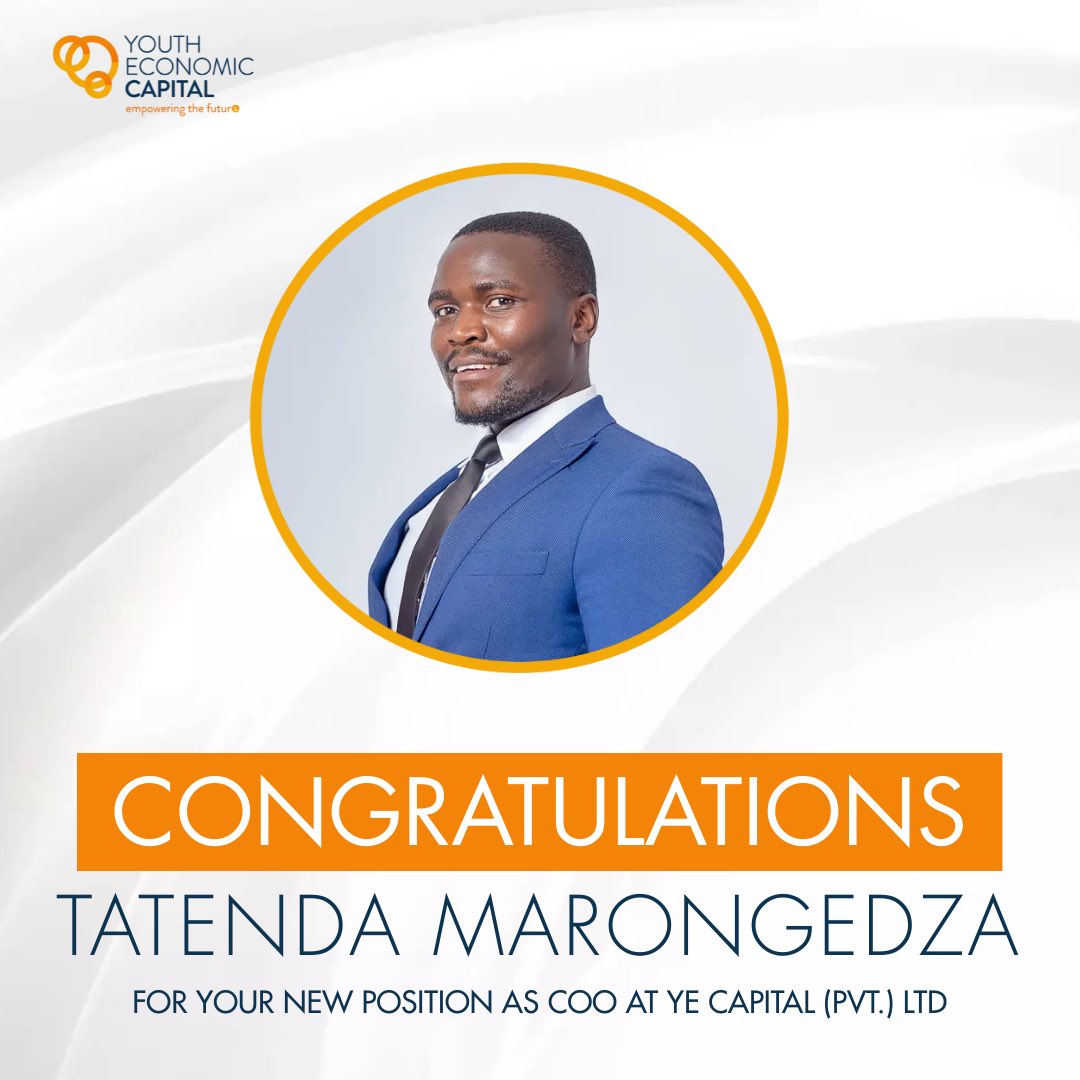 @tatendamarongedza Co-Founder and COO @yecapital21. A season development practitioner with a wealth of experience in managing large groups of SMEs in providing capacity building and Microfinance for sustainable growth and livelihoods.