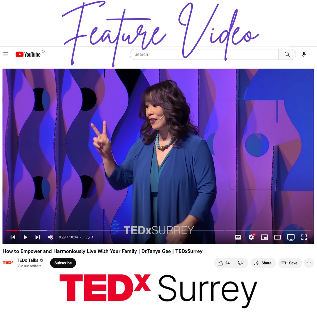 Our 2023 videos are out.
We are featuring Dr. Tanya Gee's video today.
How to Empower and Harmoniously Live With Your Family.

Check it out:
youtube.com/watch?v=wWVhnk…...

#family #empower #TEDx #tedxsurrey #tedxtalks #surreybc