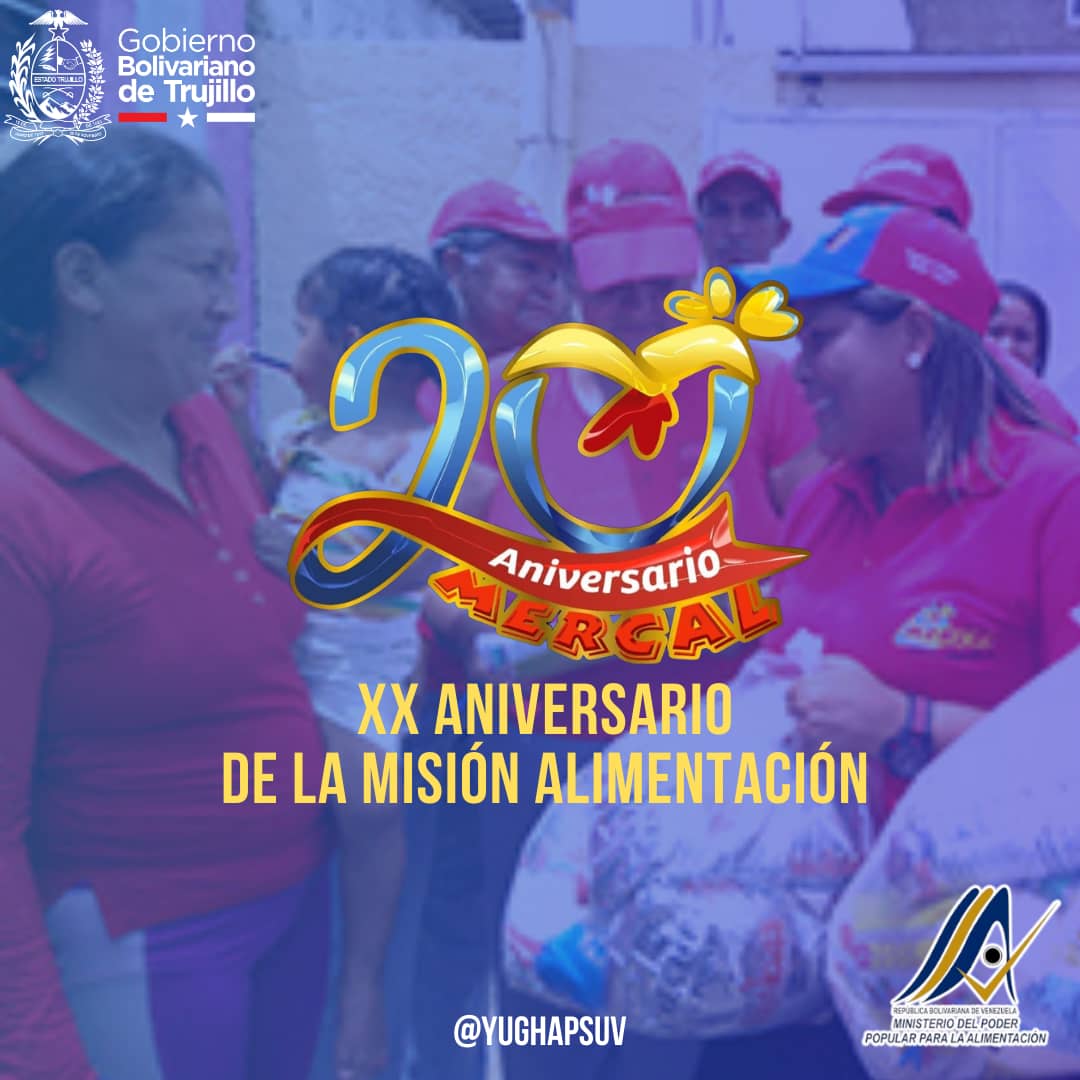 ¡Desde #Trujillo nos unimos a la celebración del 20 Aniversario de <a href="/MercalOficial/">Mercal Oficial</a>! 

¡Sigamos trabajando en el fortalecimiento de la <a href="/MinAlimenVen/">minalimentacion_ve</a>!

#JuegosDeportivosALBA #20AñosMercal