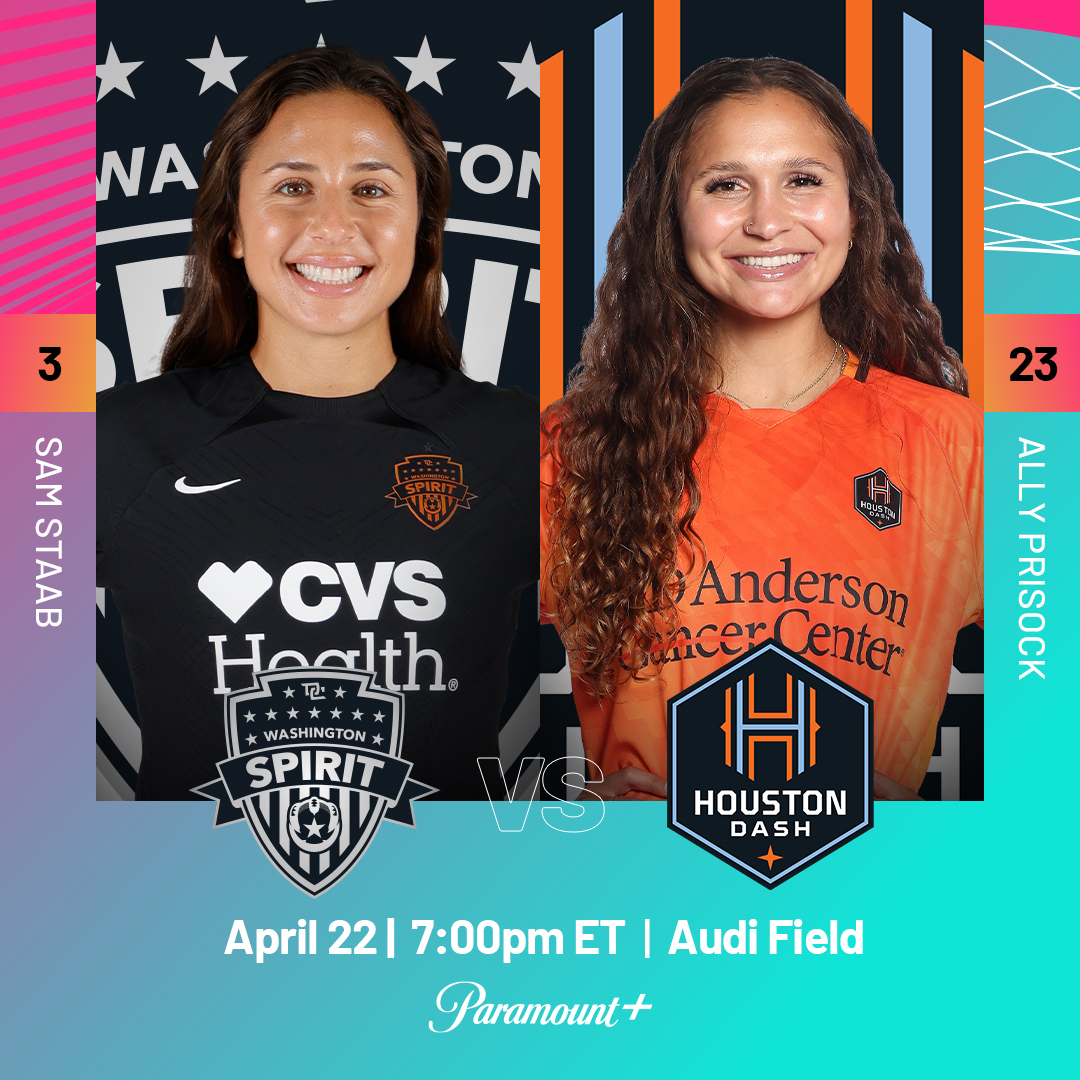 Saturday Night Footy! 

🏠 <a href="/WashSpirit/">Washington Spirit</a> 
🆚 <a href="/HoustonDash/">Houston Dash</a> 
📅 Sat, April 22
⏰ 7 PM ET
📺 Paramount+
🎟️ bit.ly/43S7NF6
#WePlayHere