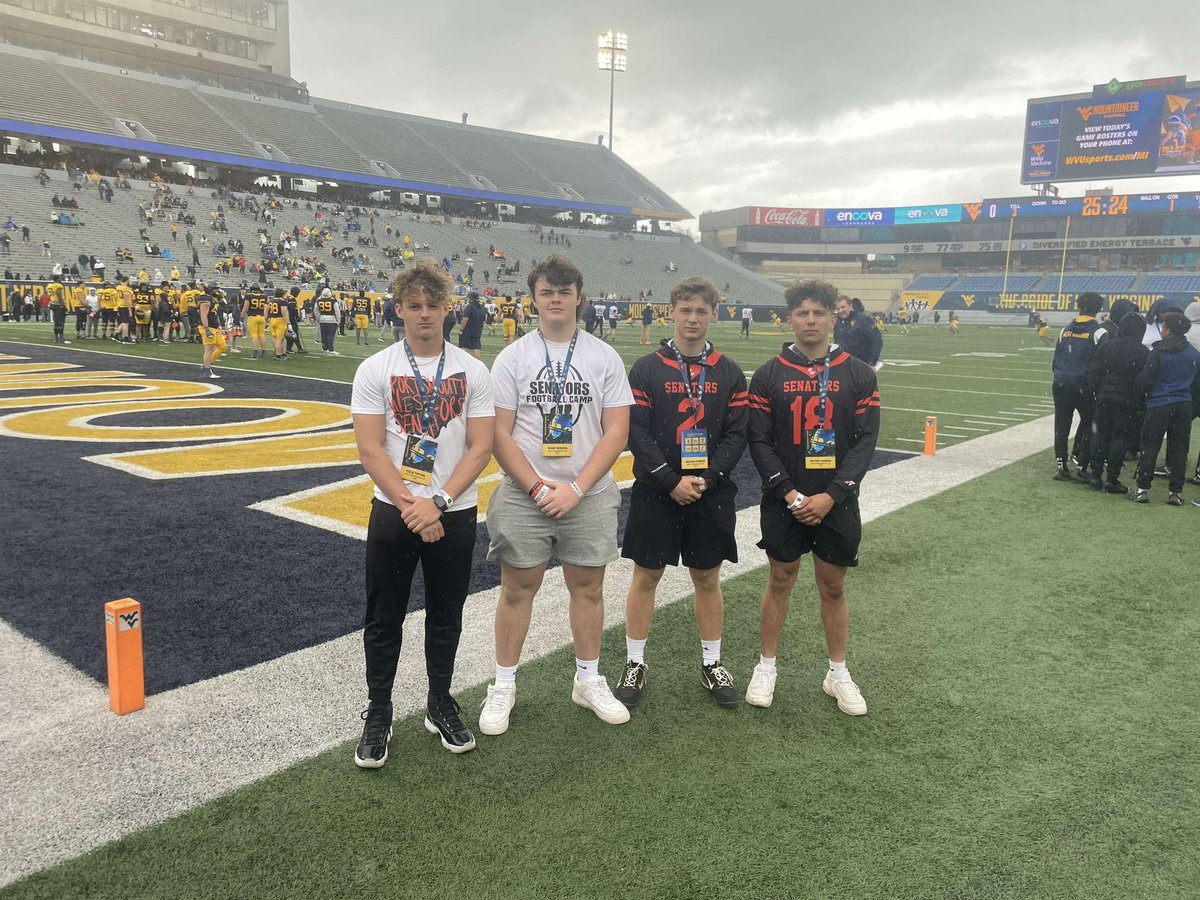 Had a great time @WVUfootball spring game! Thanks for the invite! @SenatorsWest @NealBrown_WVU @Coach__Lal @WVUFBRecruiting @ColeTipton13 @Jeffery__Bishop @KadeWoods12 @blaine_scott54