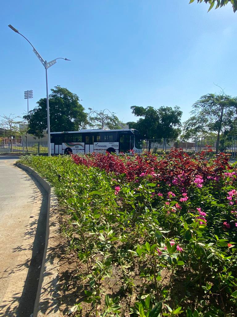 feriza2010's tweet photo. ¡Barranquilla es Biodiverciudad🌴! 
Desde la estación Joe Arroyo de @transmetrobaq brindamos a los usuarios espacios verdes que conectan con la naturaleza. Aquí recuperamos la rotonda, en apoyo con @Bquillaverde, para el goce de los ciudadanos. https://t.co/3dhD9caD9e